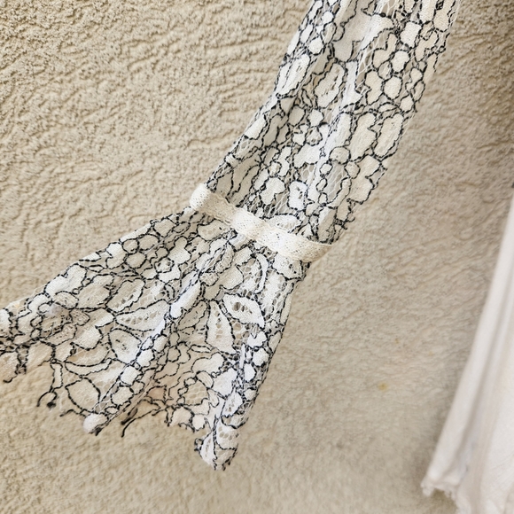 FREE PEOPLE Women's Tell Tale Small Gray Sheer Lace Tunic Whimsigoth Fairy Top - Picture 4 of 13